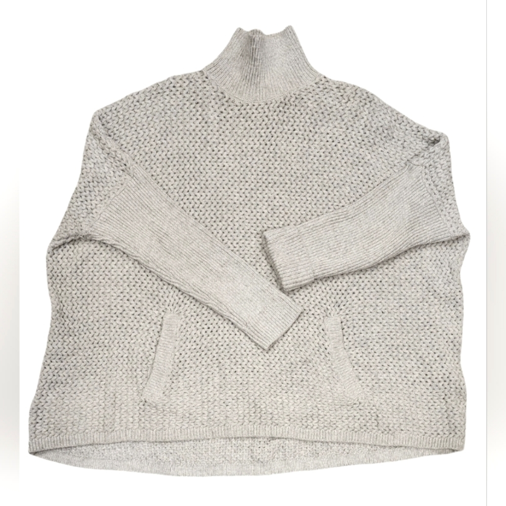 Loft grey oversized collared knit sweater, size L